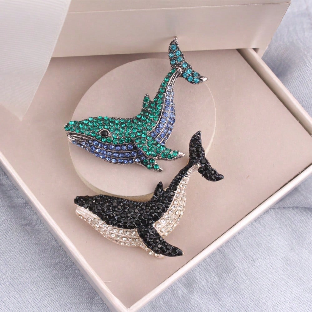 1 Stück Kleiner Blauer Wal Damen Brosche & Anstecknadel Schmuck - Retro Elegant, Einzigartiges Design, für Schals/Jacken/Taschen, Ideales Weihnachtsgeschenk