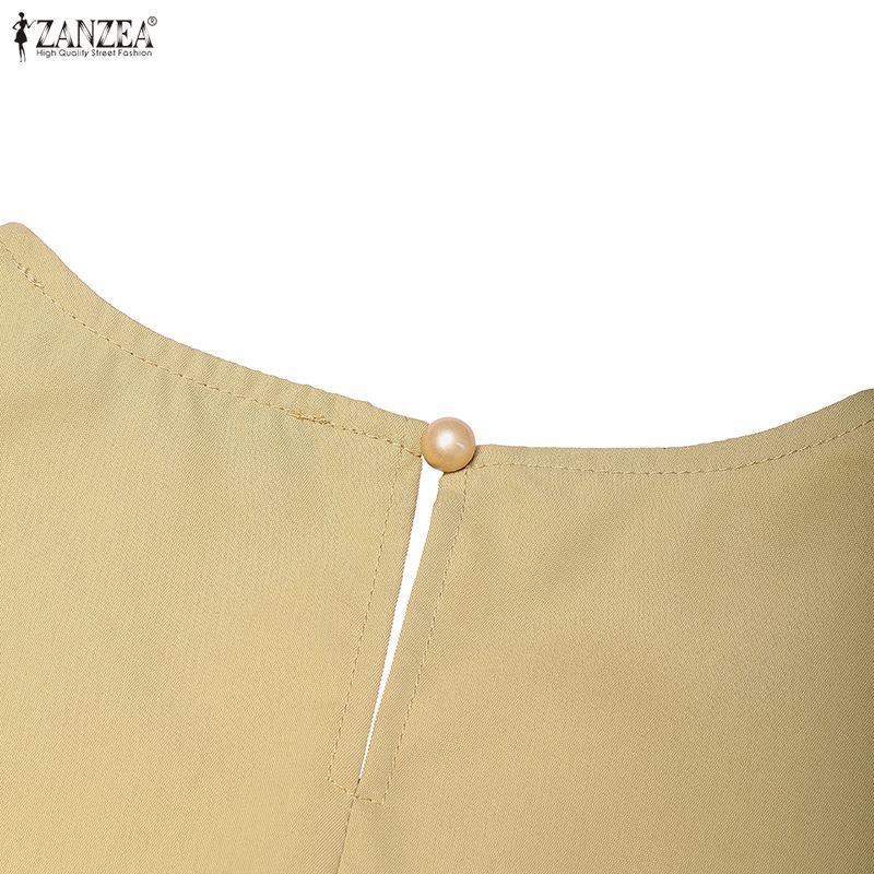 ZANZEA Women Casual Round Neck Short Sleeve Dress