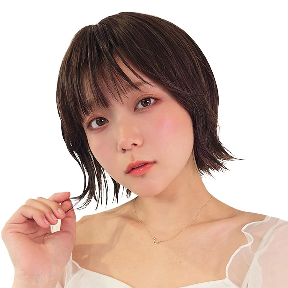 

AQUADOLL Bob Wig with Outward Flipping, Side Bangs, and Inner Color, High-Tone, Full Wig, One Size Fits Most, DB4. Blossom Chocolat, wg356DB4