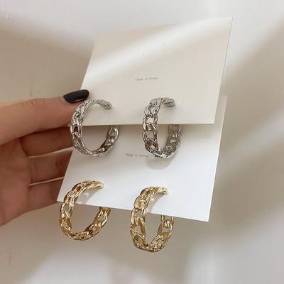 Modische Trendige Hohlkettenglied-Creolen Temperament Minimalistisch Einfacher Kreis Dramatische Statement-Ohrringe Schmuck Metallisch Geometrisch Modisch