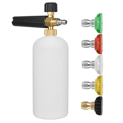 Pressure Washer Bottle 1L Car Wash Snow Foam Cannon For Pressure Washers Adjustable Foam Sprayer With 1/4 Quick Connector For