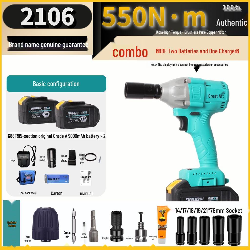 High Torque Rechargeable Electric Impact Wrench 2106 with Lithium Battery for Auto Repair & Woodworking