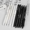 5Pcs Retractable Gel Pen Korean Fashion Simplicity Transparent Writing Pen Quick Drying St/Cs Tip 0.5Mm Black Ink Scrapbook Pen