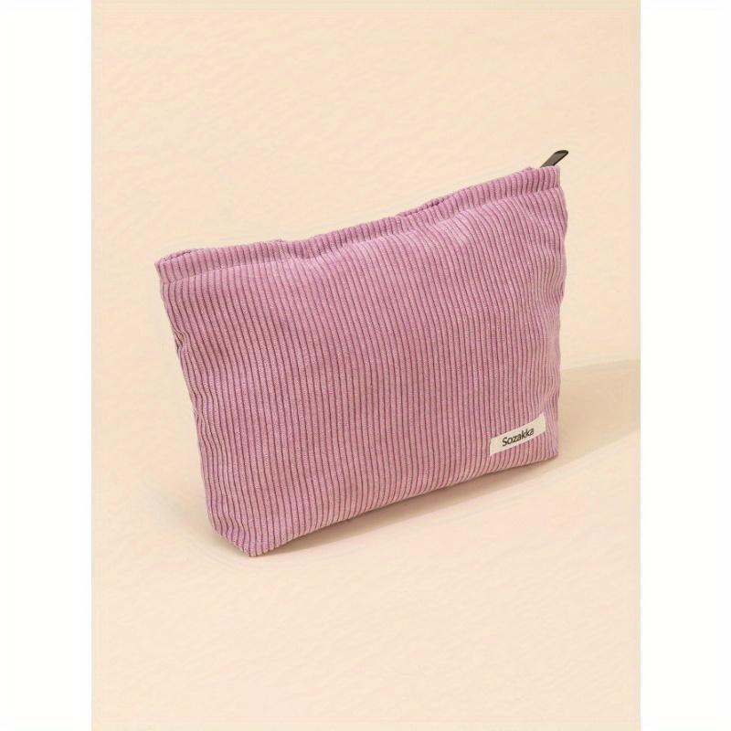 Letter Patch Makeup Bag Pouch Skincare Toiletry Packing Bag Travel Essentials Organizer Lip Oil Nail Polish Travel Toiletry Storage Zipper