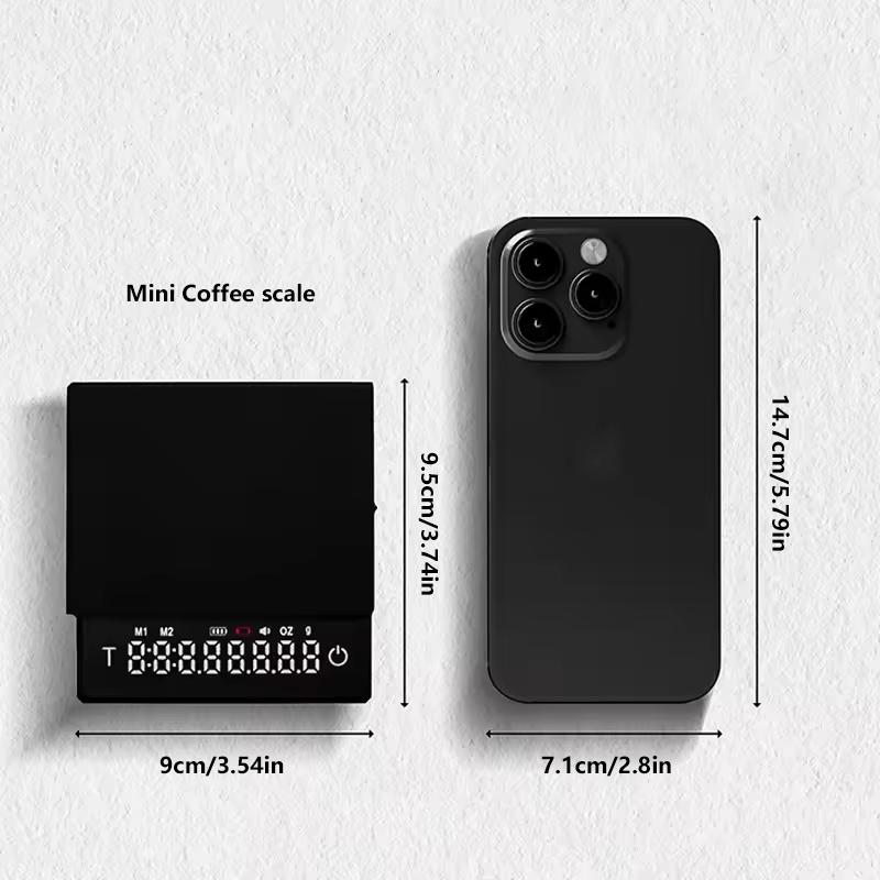 New Custom Black Color USB Kitchen Balance Mini Ultra Thin Coffee Digital Scale With Timer