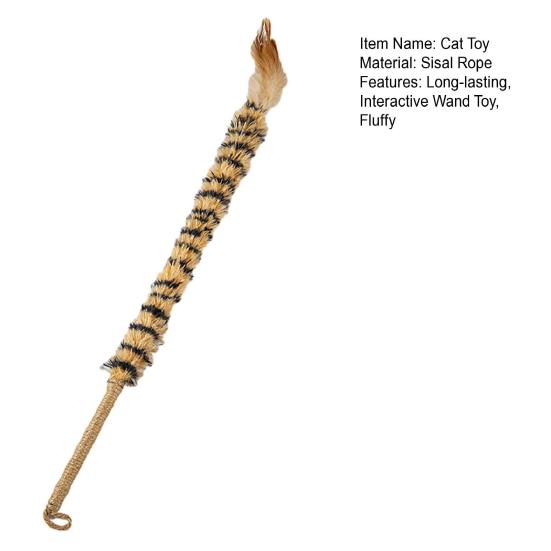 Cat Feather Wand Toy Fluffy Wand with Sisal Rope Handle Feather Duster Shape Interactive Cat Teaser Toy Gift for Cat Owners