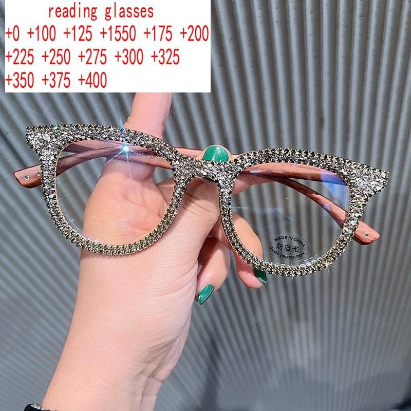 

2023 New Trendy Round Bling Rhinestones Reading Glasses for Women Color Crystal Diamond Frame Eyewear Anti Blue Light Reader NX 0 срібний