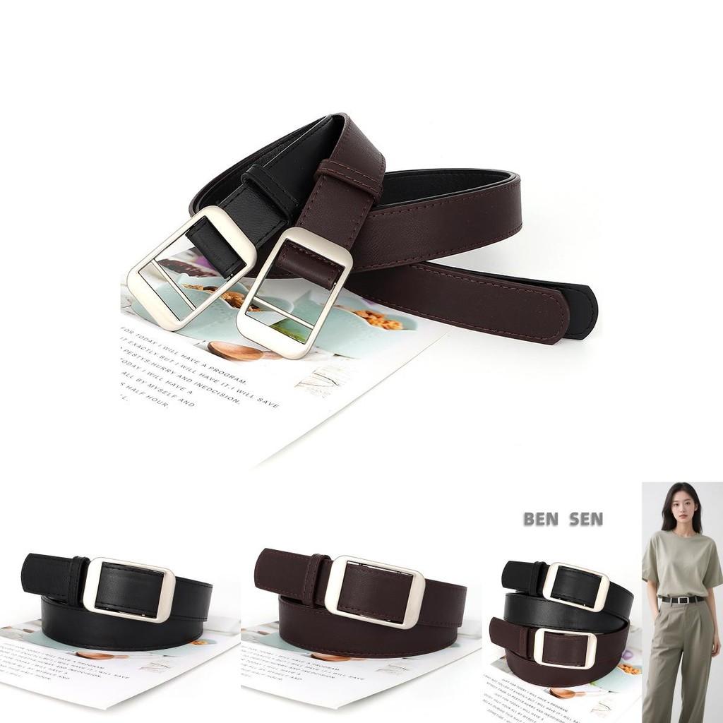 Slim Pu Leather Womens Belt With Matte Silver Closure For Fashion And Work