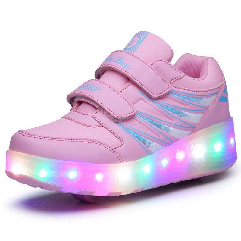 Chaussures LED de Qualité Premium avec Roues Patins à Roulettes Lumineux en Maille Baskets Homme Femme