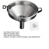 Stainless Steel Filter Funnel 11/13/15cm Food-Grade Metal Filling Funnels for Liquids Dry Ingredients Spices Powders High Heat Resistant Kitchen