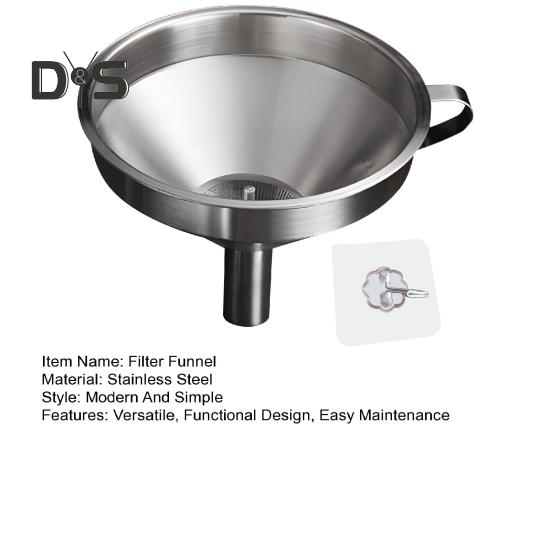 Stainless Steel Filter Funnel 11/13/15cm Food-Grade Metal Filling Funnels for Liquids Dry Ingredients Spices Powders High Heat Resistant Kitchen