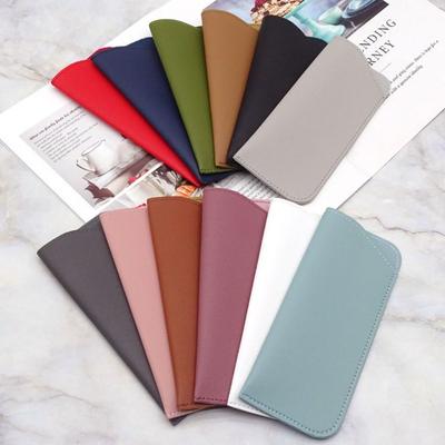 Pure Color Glasses Bag PU Leather Eyewear Protector Fashion Eyeglasses Sleeve  Women Men
