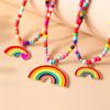 3Pcs/Set Fashion Colorful Handmade Beads Necklaces for Women Cute Rainbow Pendant Necklace Girls Party Festival Jewelry Gifts