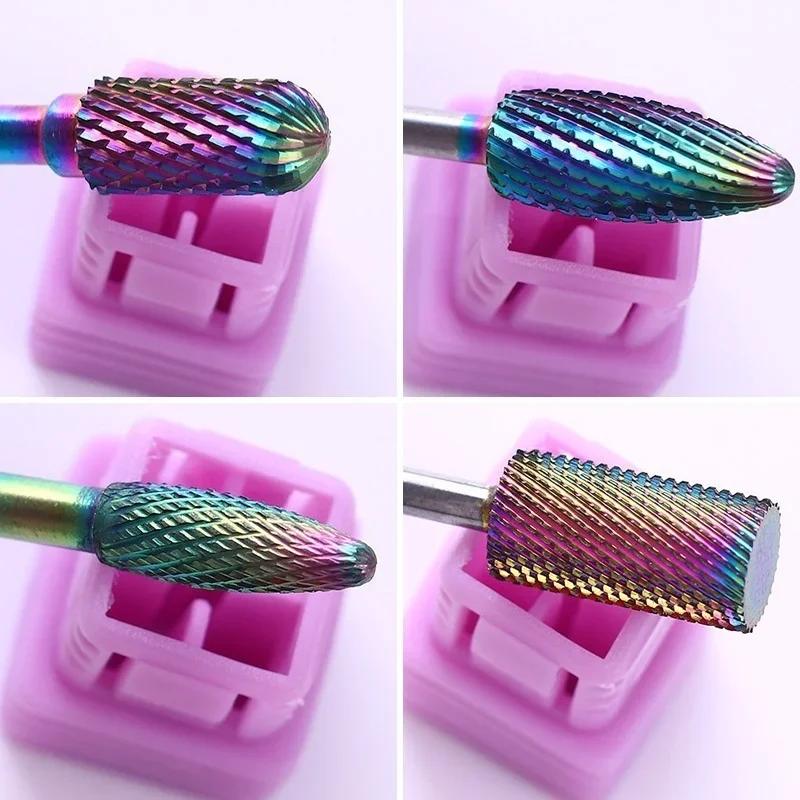 Brocas de Unha com Revestimento Arco-Íris Brocas de Metal Duro Brocas Rotativas Acessórios de Broca Manicures Ferramentas Elétricas de Beleza para Unhas