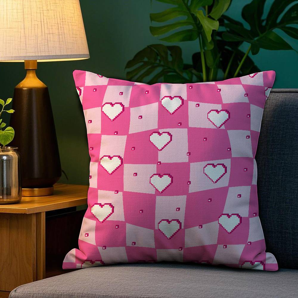 Cute Valentine's Day Pillow Case Sofa Living Room Bedroom Double-sided Printing Square Cushion Nap Time Pillow Case