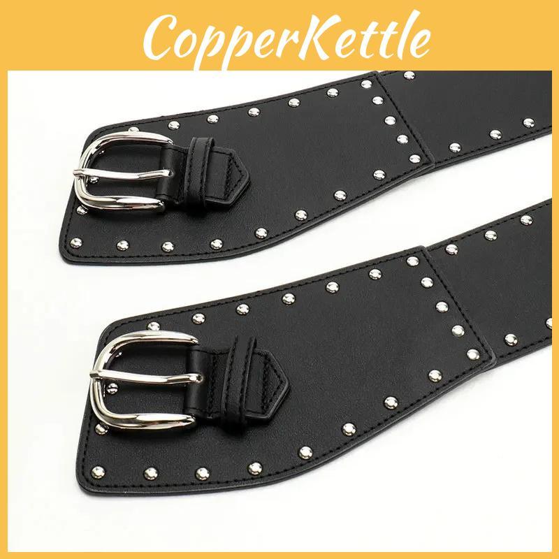 Edgy Punk Wide Waist Belt With Needle Buckle For Street Style And Hiphop Outfits