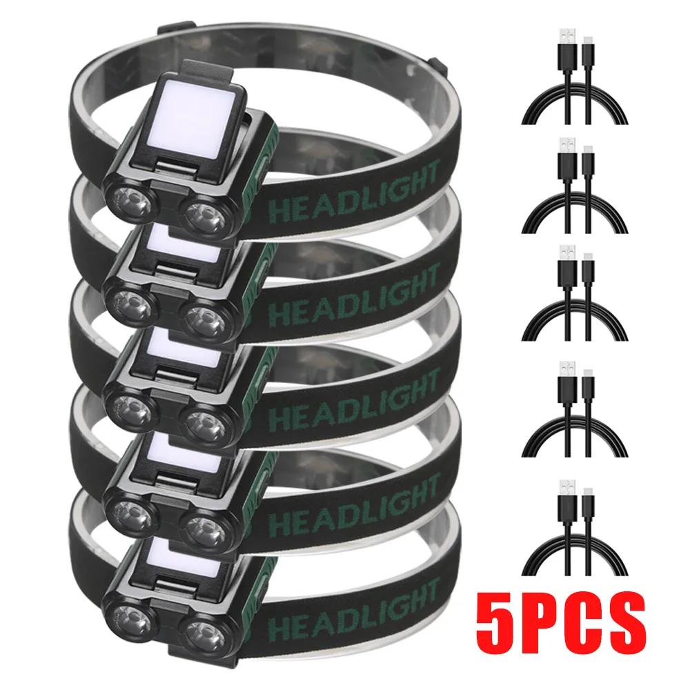 LED Induction Headlamp MINI Cap Clip Light 1200Mah Built-in Battery USB Rechargeable Head Flashlight for Camping Fishing Lantern