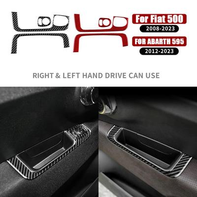 Do Fiat 500 2008-2011 Abarth 595 2012- Abarth 695 2017- Kierownica z włókna węglowego Ramka przycisków kierownicy Naklejki Elementy wnętrza