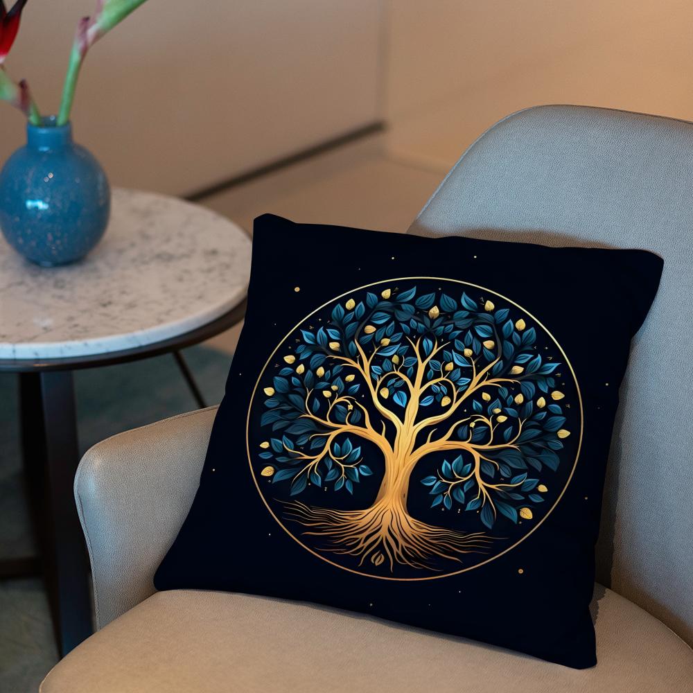 Tree of Life Cushion Cover Plant Floral Cushion Cover 2-in-1 Reversible Plush Pillow Cover | Car/Sofa/Bed | Perfect Gift