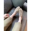 Hong Kong leather flat loafers British style small leather shoes women's 2025 spring new lazy metal buckle Doudou single shoes