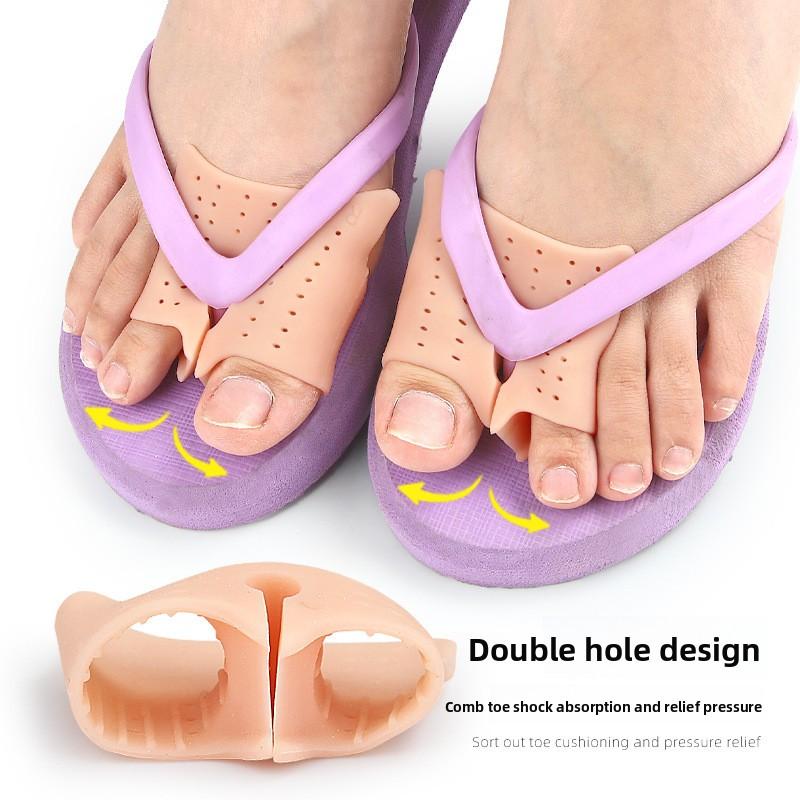 Doppelloch Flip-Flops Zehenspreizer Sandalen Zehentrenner Zehenspreizer Fußpolster Daumenvalgus Zehenüberlappung Spreizer