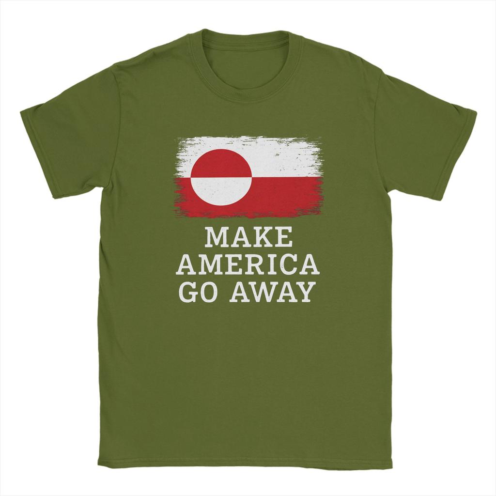 Oversized T Shirt Summer Make America Go Away Leisure TShirts Greenland Flag Cotton Tshirt for Men Y2K Short Sleeve Clothing