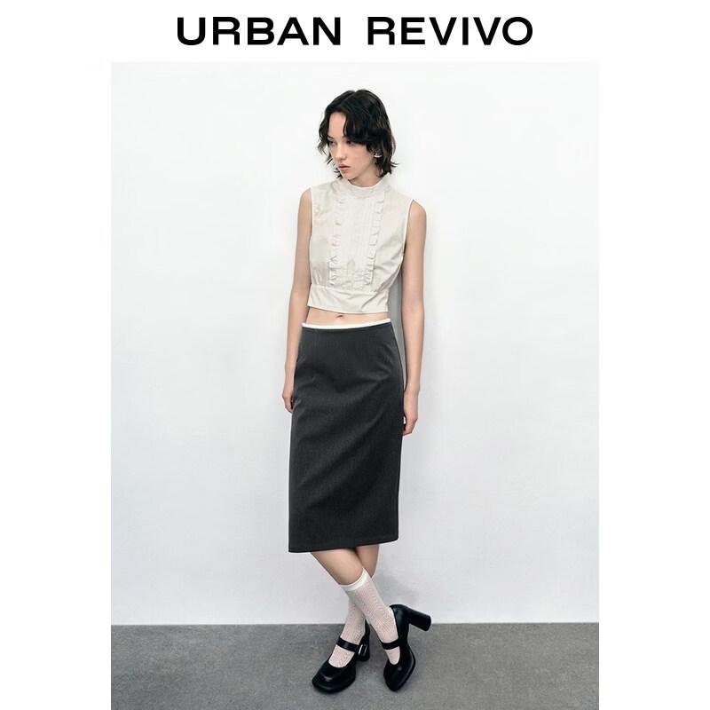 UR2026 Women s Spring Elegant Slit Half Skirt S