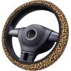 Leopard Steering Wheel Cover Anti-Slip And Practical 14.5-15 Inch Universal Car Steering Wheel Cover With 2 Pieces Car Coasters Suitable For Men