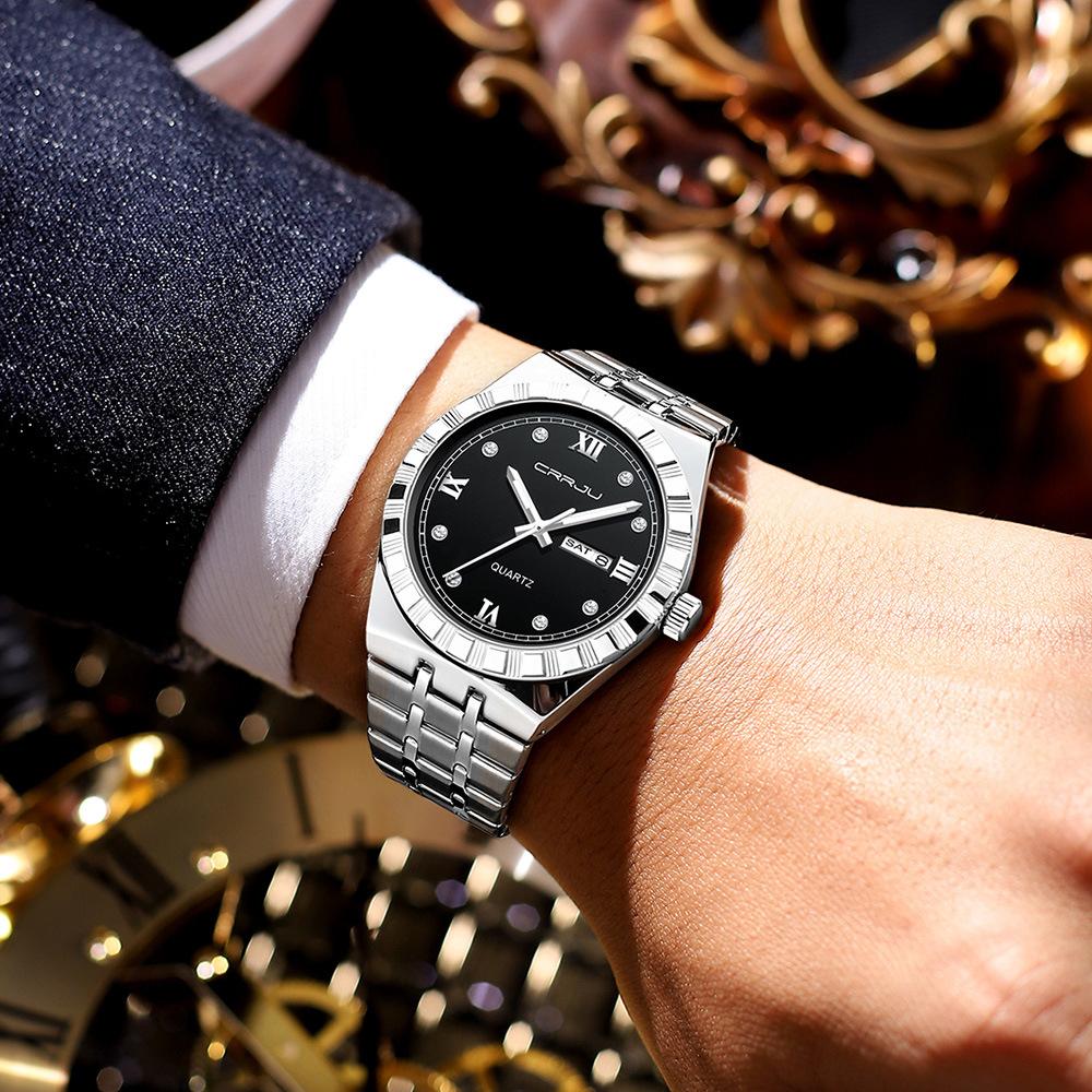 Man Watch Quartz Watch Luxury Waterproof Luminous Date Week Stainless Steel Mens Watch Male Relógios Masculino Reloj Hombre