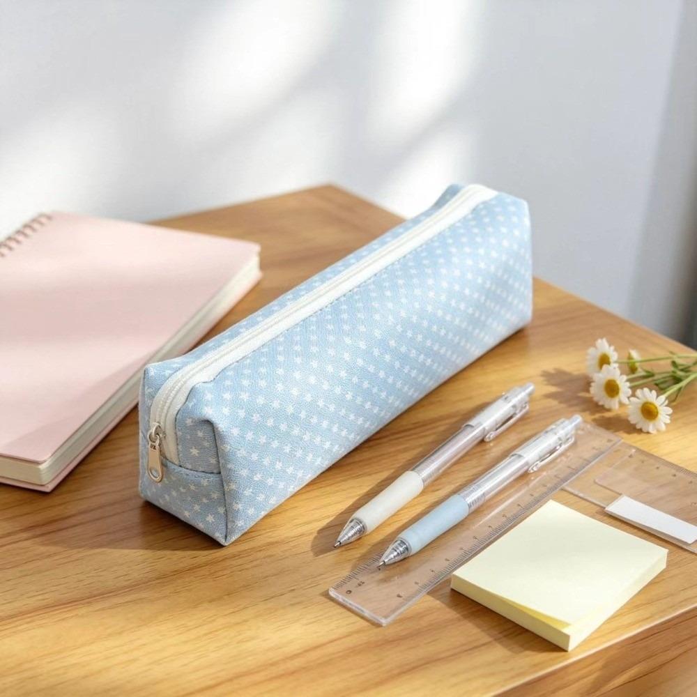 Rabbit Floral Polka-Dot Print Pencil Pouch Zipper Closure Stationery Storage Bag Pen Bag  Students