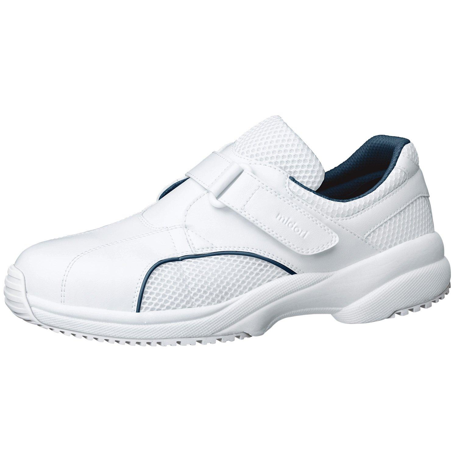 Midori Anzen Nurse Shoes, Magic Type Sneakers, Care Safety CSS01 N, Navy, Size 26 cm, 3E