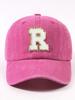 Fuchsia Pink Letter E Patch Casual Dad Hat Adjustable Unisex Outdoor Sun Visor Cap