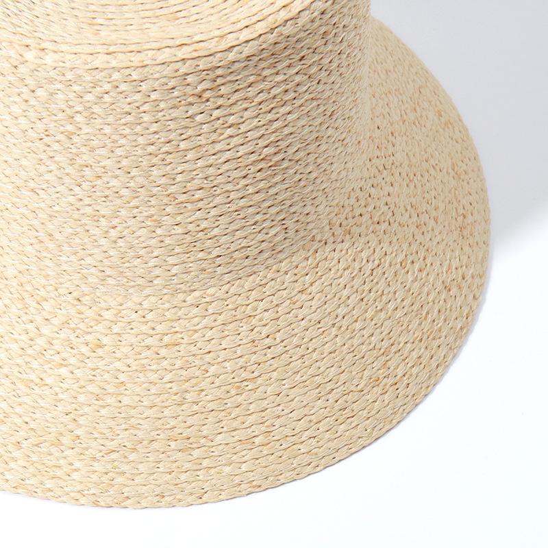 European and American New Flat Top Bucket Hat Imitation Raffia Sun Hat Women's Sun Hat Foldable Straw Hat