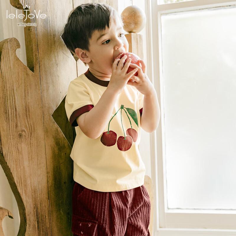 LELE JOVE Nordic Style Kids Unisex Fruit Print Cool-Touch T-Shirt 110