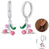 Early Spring 925 Silver Pink Tulip Sunflower Butterfly Grape Sweet Fresh Earrings Fit For Engagement Fine Jewelry Gifts