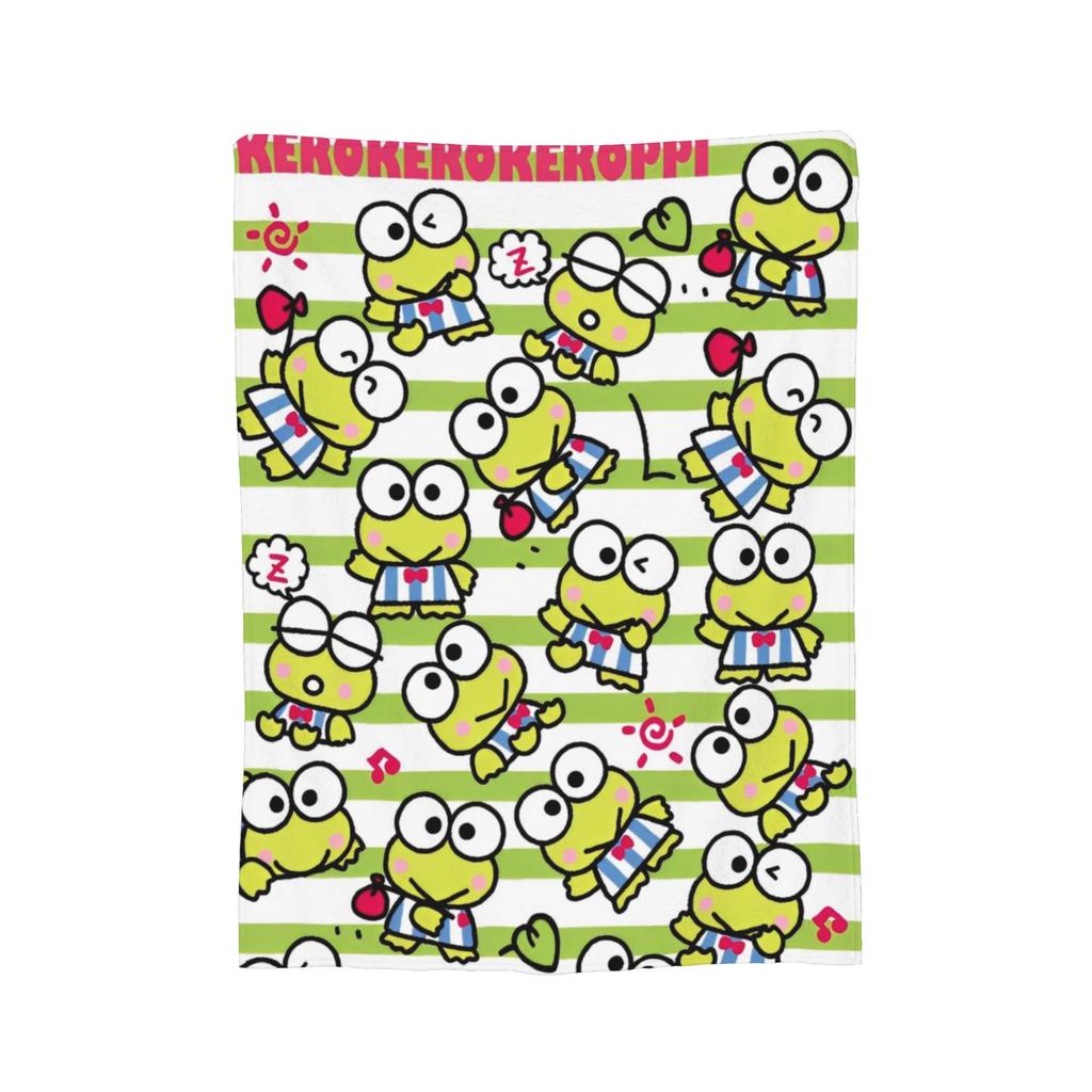 Keroppi Flannel Blankets Anime  Fashion Throw Blankets for Home 125*100cm Bedspread,