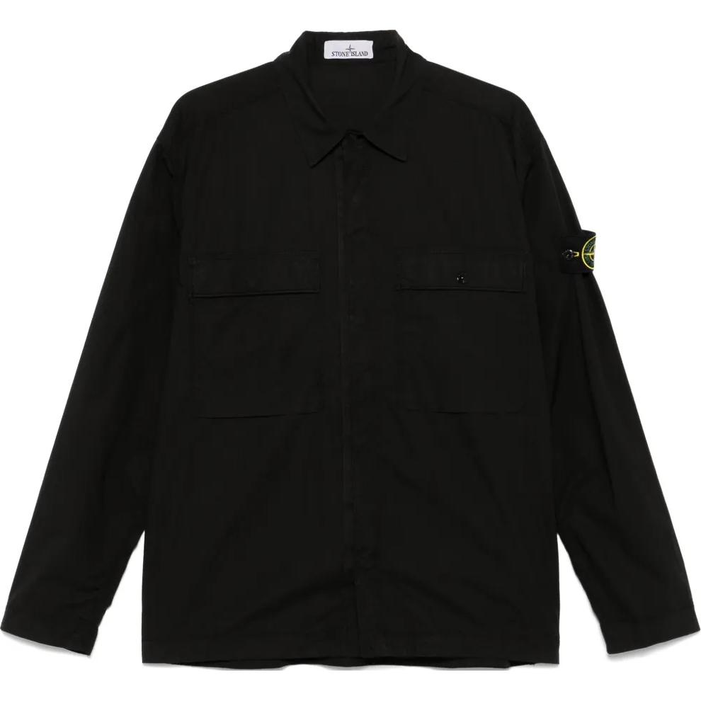 Stone Island Logo Polo Lange Mouwen Shirt Heren shirts Zwart K1S1512000-15S0003-V0029 XXL