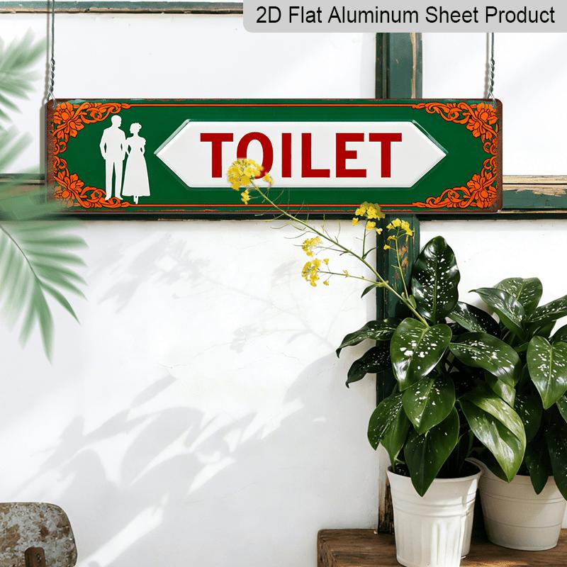 2D FLAT, 1pc Retro Metal Sign, Bathroom Use, Wall-mounted Aluminum Decorative Sign, 3.9x15.7 Inches, Classic Design with Male and Female Silhouettes