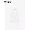 Zaprha 2025 New Fashionable Western Style Waist-Slimming Bow Tie Halterneck Lace Up Casual Vest Jacket Female 1608130