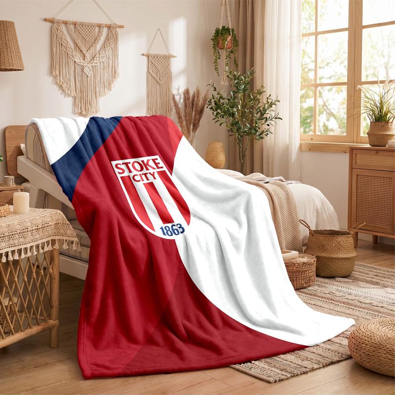Stoke City Football Print Flannel Blanket Soft Warm Sofa Bed Throw Blanket For Home Office Bedroom