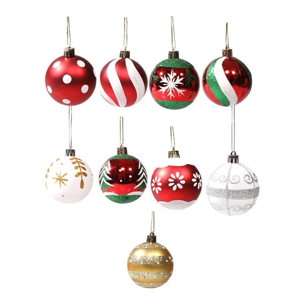 6Pcs Durable Plastic Christmas Ball Set 10 Colors 6cm Xmas Ornament Ball Suspensable Christmas Tree Balls Storefront