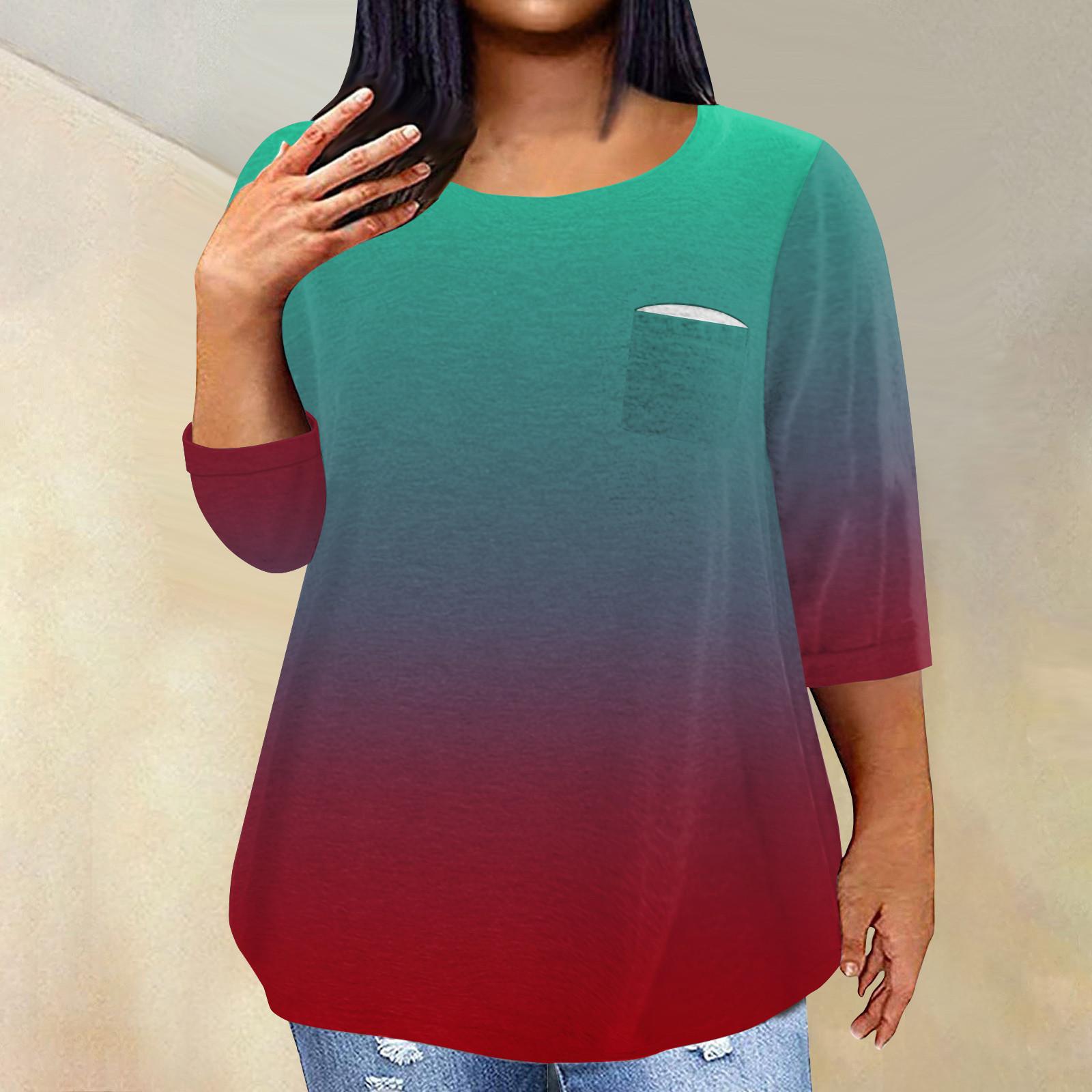 

Женский модный повседневный пуловер с круглым вырезом и рукавом три четверти с принтом, топ с рукавами 4/3 XL винный