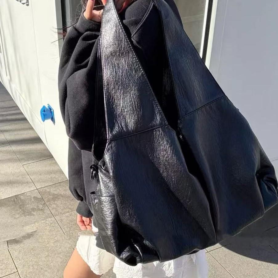 

Новая ретро универсальная большая сумка-тоут из вощеной кожи высококлассная сумка через плечо под мышку сумка для commuters мессенджер чёрный