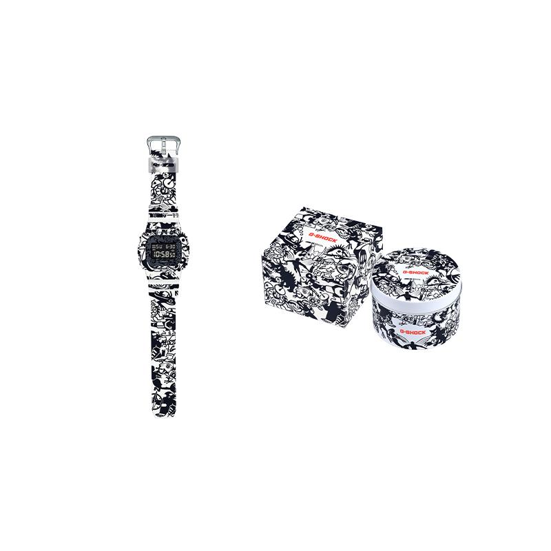 

Casio G-SHOCK G-UNIVERSE series graffiti retro classic small square waterproof quartz movement resin strap Japanese and Korean watch DW-5600GU-7PRG чёрный