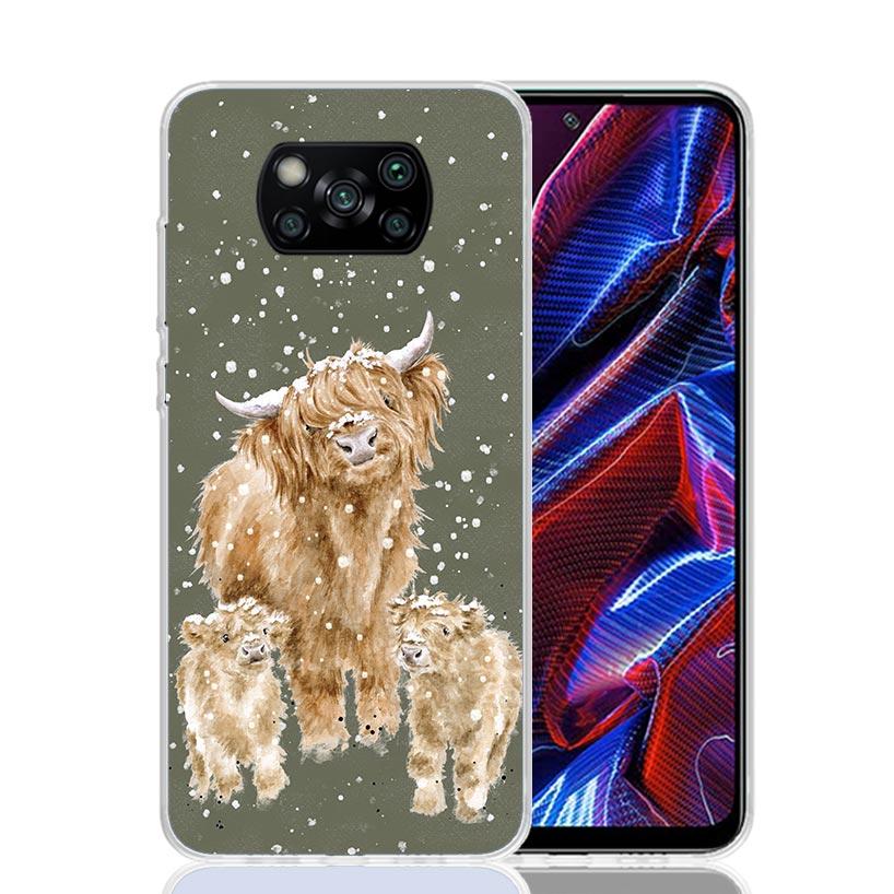 Cute Highland Cow Phone Case For Xiaomi Poco X7 X6 X5 Pro F7 Ultra Redmi 15C 15 13 13C 12 12C 10 10A 10C 9 9A 9C 9T Cover Poco X