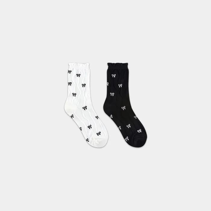 GGRN Women's Fashion Socks_W-L-408 Ruffle Ribbon