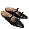 2024 Neue Luxus Schleife Mary Jane Damen Spitz Glänzend PU Leder Flache Ballerinas Partykleid Damen Hausschuhe Zapatos De Mujer
