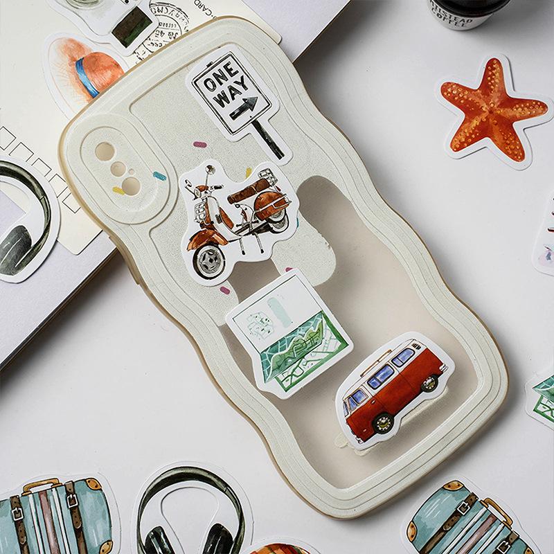 46pcs Vintage Travel Graffiti Decals Decorated Notebook Water Cup Diary Suitcase Guitar Classic Toy DIY Scrapbook Decals