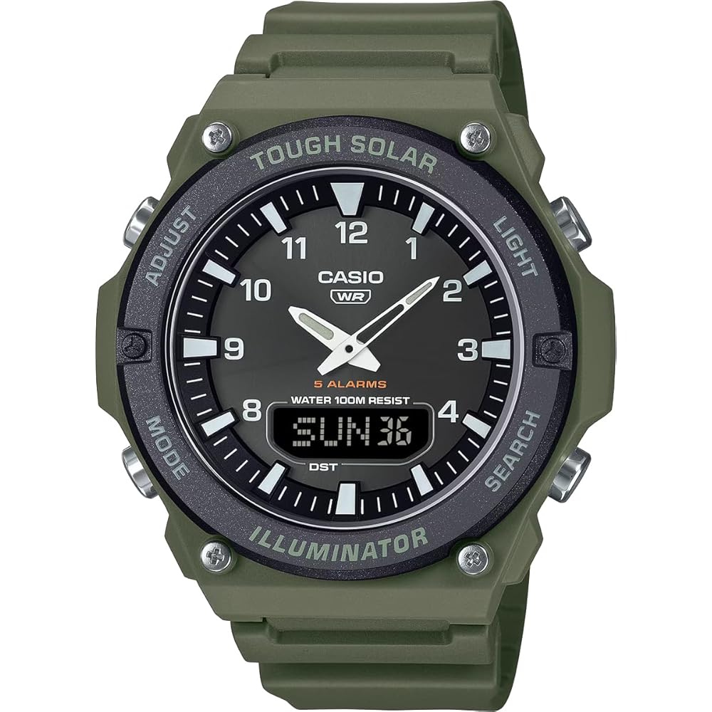 Casio Standard Tough Solar Analog-Digital Quartz Watch AQ-S820W-3BV Men s Military Green Black LCD