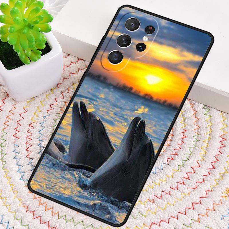 Cute Blue dolphin Sea Phone Case for Samsung Galaxy note 10 pro S26 Ultra S23 S24 FE S25 S21 S22 PLUS shockproof Cove